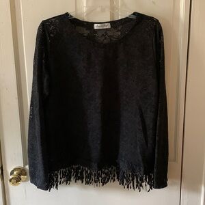 Maria do Ingá sheer black pullover sweater top